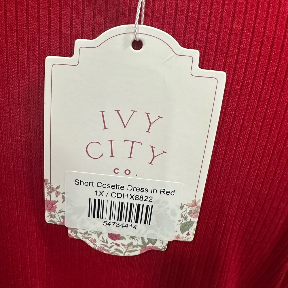 Ivy City Co Short Cosette Dress Red Tiered Tulle Ribbed Knit Size 1X NWT - Picture 7 of 11